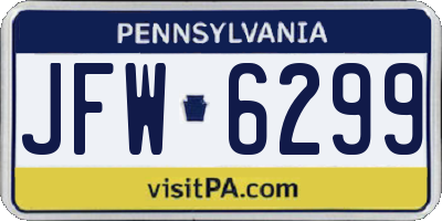 PA license plate JFW6299