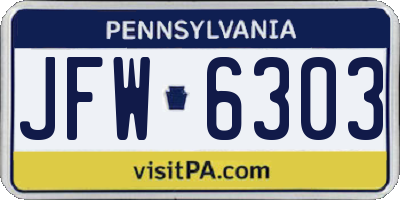 PA license plate JFW6303