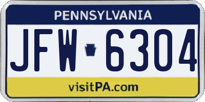 PA license plate JFW6304