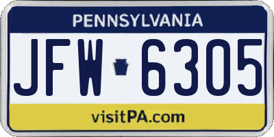 PA license plate JFW6305