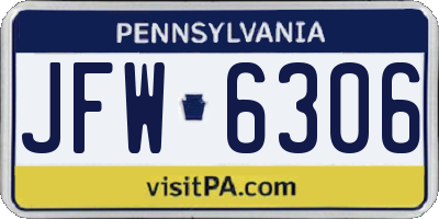 PA license plate JFW6306