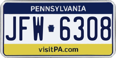 PA license plate JFW6308