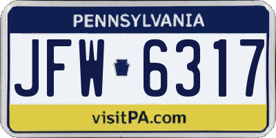 PA license plate JFW6317