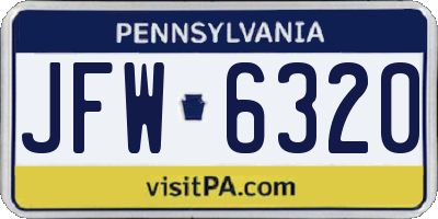 PA license plate JFW6320