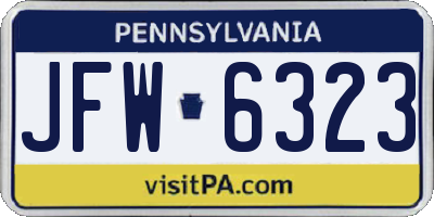 PA license plate JFW6323