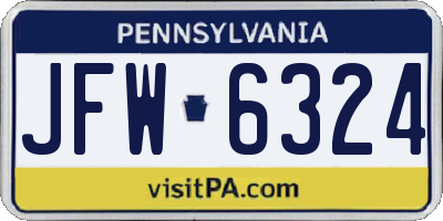 PA license plate JFW6324