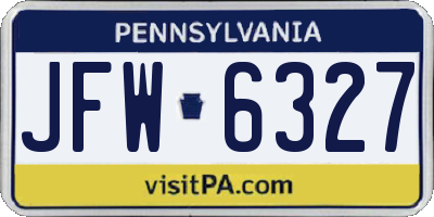 PA license plate JFW6327