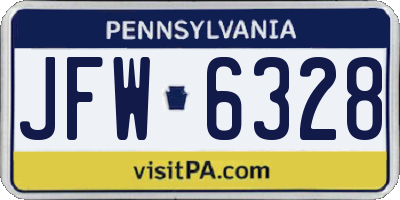 PA license plate JFW6328