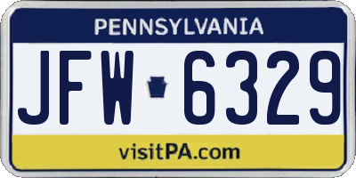 PA license plate JFW6329