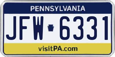 PA license plate JFW6331