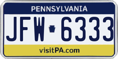 PA license plate JFW6333