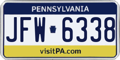 PA license plate JFW6338
