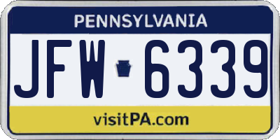 PA license plate JFW6339