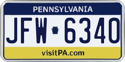 PA license plate JFW6340