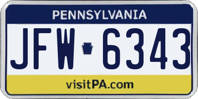 PA license plate JFW6343