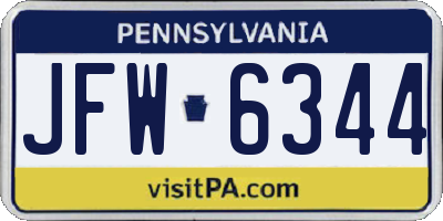 PA license plate JFW6344