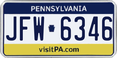 PA license plate JFW6346