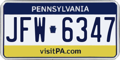 PA license plate JFW6347