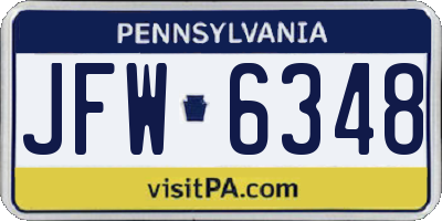 PA license plate JFW6348