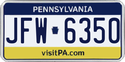 PA license plate JFW6350