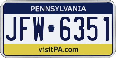 PA license plate JFW6351