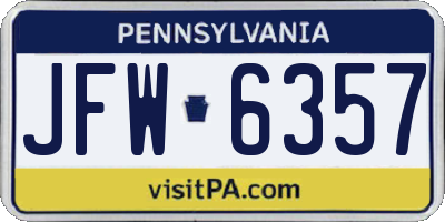 PA license plate JFW6357