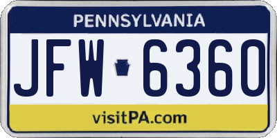 PA license plate JFW6360