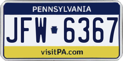 PA license plate JFW6367