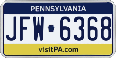 PA license plate JFW6368