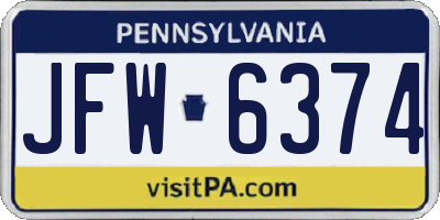 PA license plate JFW6374
