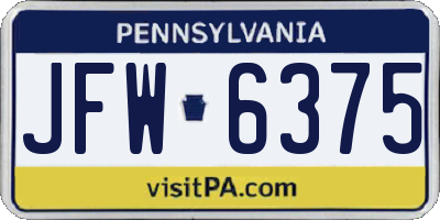 PA license plate JFW6375