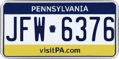 PA license plate JFW6376