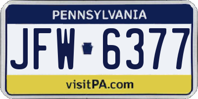 PA license plate JFW6377