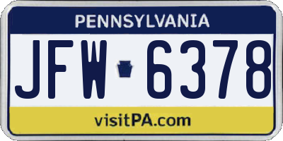 PA license plate JFW6378