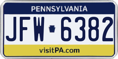PA license plate JFW6382