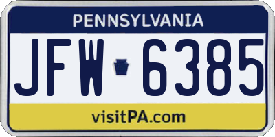 PA license plate JFW6385