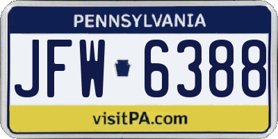 PA license plate JFW6388