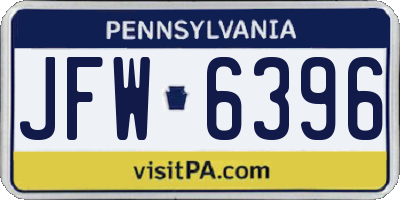 PA license plate JFW6396