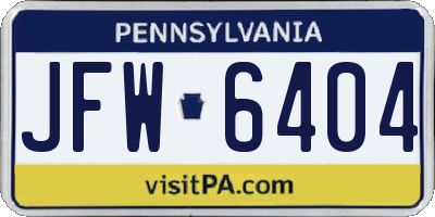 PA license plate JFW6404