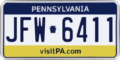 PA license plate JFW6411