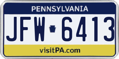 PA license plate JFW6413