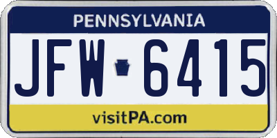 PA license plate JFW6415