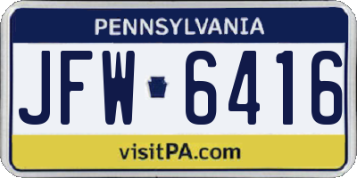 PA license plate JFW6416