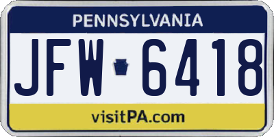 PA license plate JFW6418