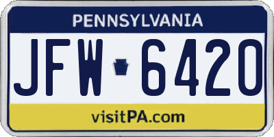 PA license plate JFW6420