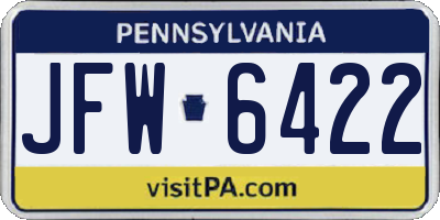 PA license plate JFW6422