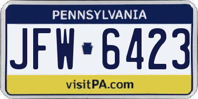 PA license plate JFW6423