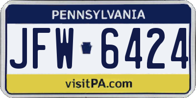 PA license plate JFW6424