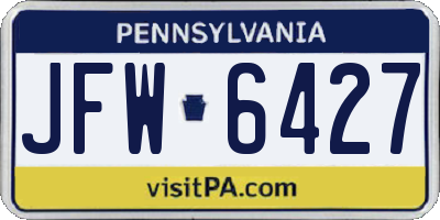 PA license plate JFW6427