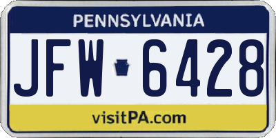 PA license plate JFW6428